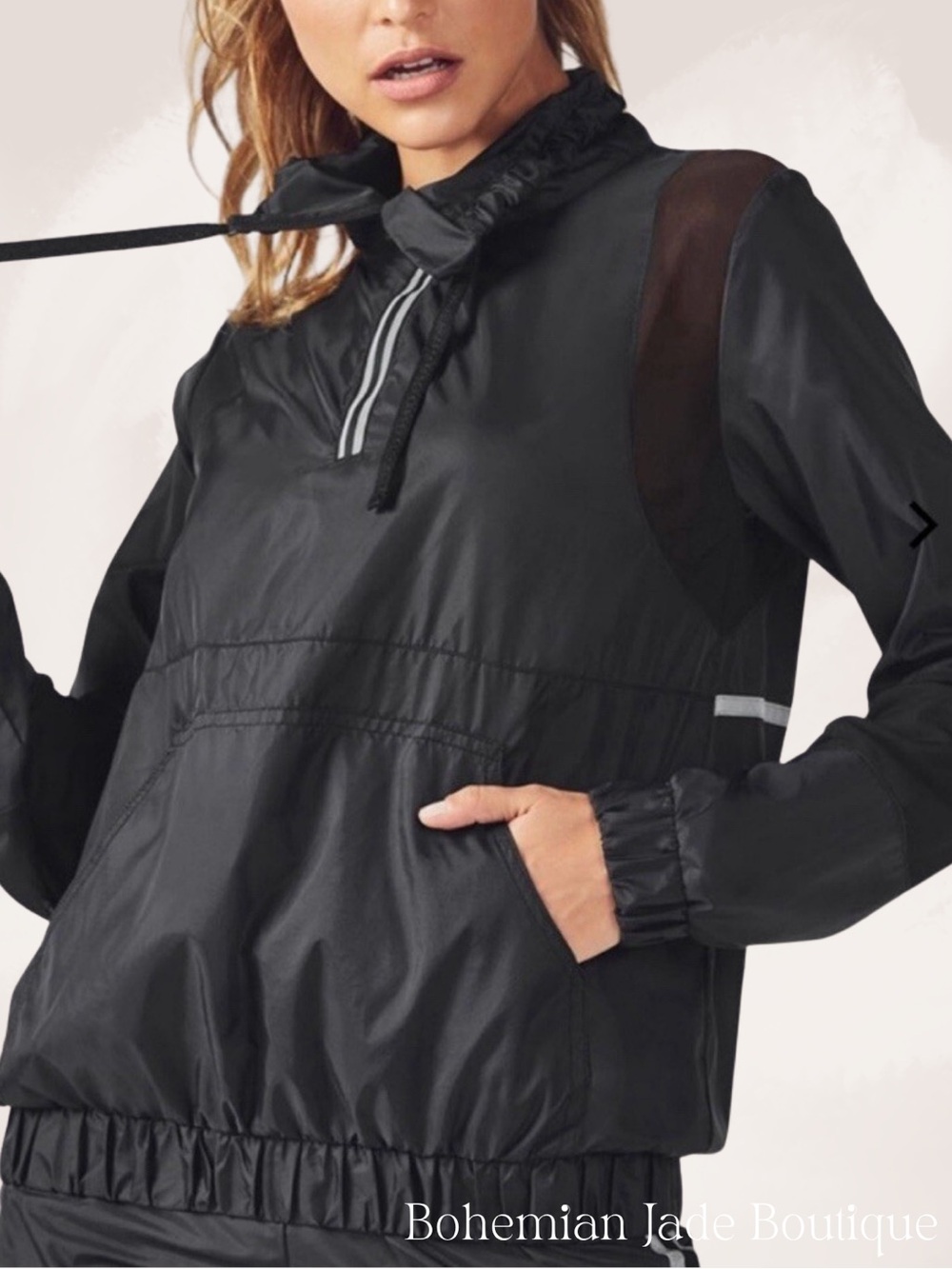 Fabletics Ziva Half Zip Windbreaker Jacket Women’s XS Black Reflective Anorak - Picture 1 of 7